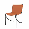 Modern Tan Leather Single Chair With Black Curved Metal Legs And Sleek Design