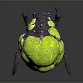Green Spherical Object With Gemstone Texture And Purple Legs