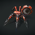 Mechanical Reptile Robot With Red Metallic Legs And Spider Inspired Sci Fi Design 3d model