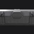 Cartoon Style Gray Supply Crate With Straps And Geometric Panels Design