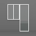 Modern Glass Window With White Frame And Multiple Panels On Gray Wall 3d model
