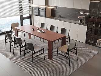 Modern Dining Table and Chair Combination Restaurant Tea Bar Machine Sideboard Kitchen Supplies Kitchen Appliances Sink Glass Wine Cabinet 3d model