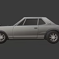Silver Vintage Car With Red Circular Background And Classic Retro Design