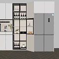 Modern Kitchen Wine Cabinet With Glass Doors And LED Lighting For Wine Storage