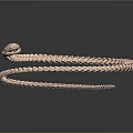 Coiled Rose Gold Snake Skeleton Organ with Dark Background Reflection