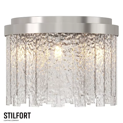 Modern Chrome Frame Ceiling Light With Textured Glass Shade And Warm Glow 3d model