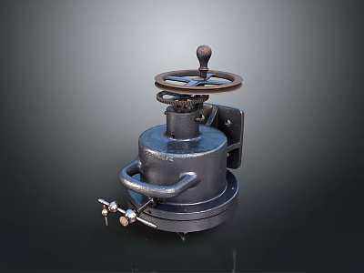 Vintage Industrial Mechanical Device With Metal Wheel Handle And Pipeline Components 3d model