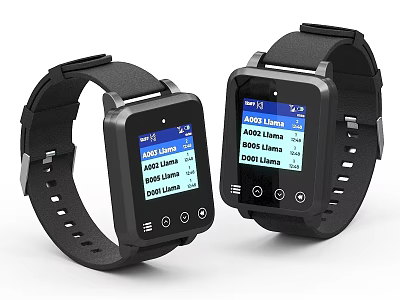 Smart Watch With Black Strap And Screen Displaying Time Date Heart Rate 3d model