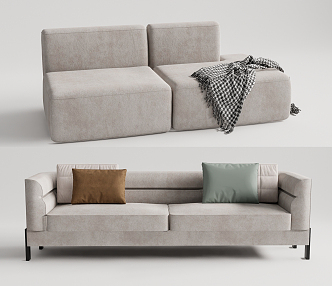 Modern double sofa multiplayer sofa 3d model