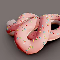 Cute Pink Donut Shaped Snake Covered With Colorful Sprinkles on Gray Background