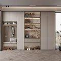 Modern Functional Shoe Cabinet Design With Bench Seat Coat Hooks And Potted Plant