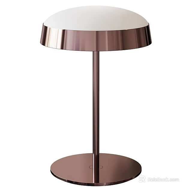 Modern Stylish Table Lamp With Metallic Stand Round Base And White Shade 3d model