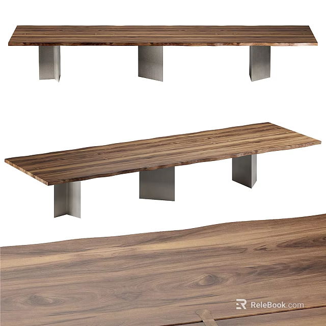 Modern Wooden Bench With Sturdy Metal Legs And Smooth Surface Design 3d model 