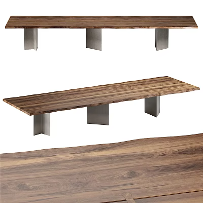 Modern Wooden Bench With Sturdy Metal Legs And Smooth Surface Design 3d model