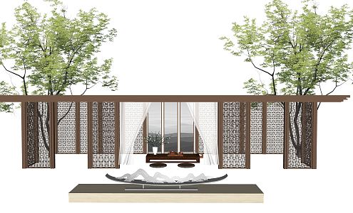 New Chinese Style Pavilion Landscape Pavilion Gallery Landscape Gallery Landscape Small Architecture 3d model