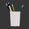 White Stationery Holder With Pens And Pencils For Desk Organizing