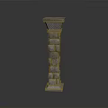 Elegant Architectural Stone Column Showcasing Layered Structure And Intricate Carvings