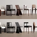 Various Modern Dining Chairs With Different Backrest Designs And Wooden Legs