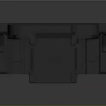 Futuristic Mechanical Structure Featuring Grey Metallic Design Central Panel Side Brackets And Base Platform