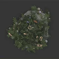 Decorated Christmas Tree with Small Ornaments White Blue Balls on Wooden Crate Base Dark Background