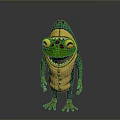 Cartoon Frog Standing Pose With Big Eyes Smiling Face Green And Yellow Body