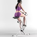 Woman In Purple Sports Bra And Shorts Exercising On Stepper Machine For Fitness Workout