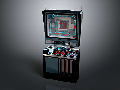 Retro Arcade Game Machine With Vintage Design Screen Display And Control Panel Buttons 3d model