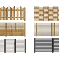 Natural Wood And Black Metal Fence Designs With Vertical And Horizontal Slats