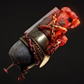 Flaming Weapon Featuring Metal Body Chains Blade And Fleshy Red Elements