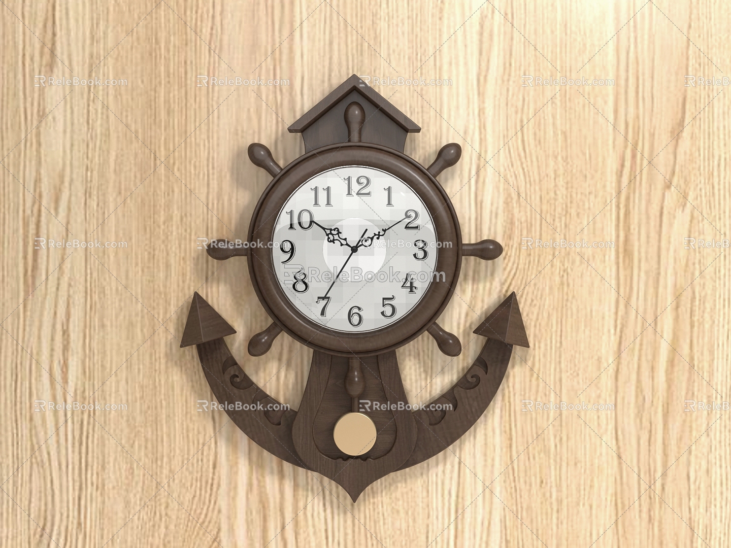 Wall Clock Solid Wood Wall Clock 3d model