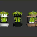 Modern Landscape with Multi Tiered Planters and Lush Green Foliage