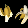 Playful Cartoon Banana Fruit with Peeled Skin and Cute Design Details