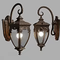 Pair of Vintage Wall Lamps with Ornate Metal Frame Glass Shade Illuminated Classic Home Decor
