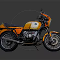 BMW Vintage Motorcycle With Yellow Orange Body And Black Leather Seat