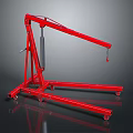 Red Mobile Crane With Tripod Base Extendable Boom And Swivel Hook On Wheels 3d model