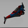Futuristic Cosmic Aerospace Spacecraft With Red Blue Design And Transparent Cockpit