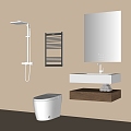 Modern Bathroom Cabinet Washstand Mirror Toilet Shower 3d model