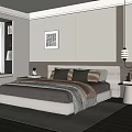 Modern Bedroom Interior Design With Large Bed White Wooden Wall Art Window Bookshelf Minimalist Chandelier