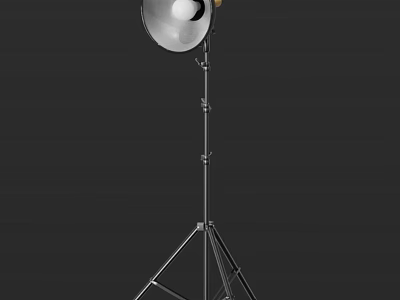 Modern Floor Lamp With Metal Tripod Base And Silver Adjustable Lampshade 3d model