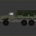 Six Wheel Military Cargo Truck With Green Canvas Cover And Off Road Tires