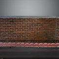 Building Structure With Red Brick Wall And Red Decorative Base Design Element