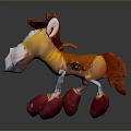 Colorful Cartoon Style Horse Plush Toy with Red Paws and White Nose