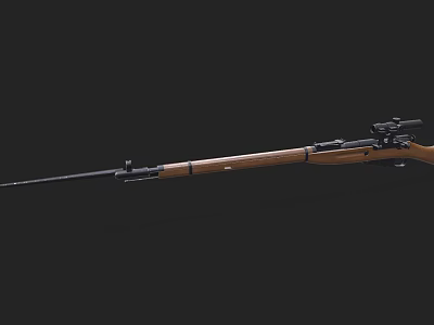 Vintage Bolt Action Rifle With Wooden Stock Metal Barrel And Scope Design 3d model