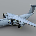 Gray Military Transport Aircraft With Four Propeller Engines Wing Structure And Tail Section 3d model