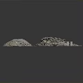 Various Debris Piles Arranged On White Display Board With Different Material Segments