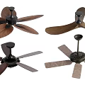 Various Modern Ceiling Fan Designs With Different Blade Styles And Finishes 3d model