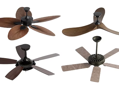Various Modern Ceiling Fan Designs With Different Blade Styles And Finishes 3d model
