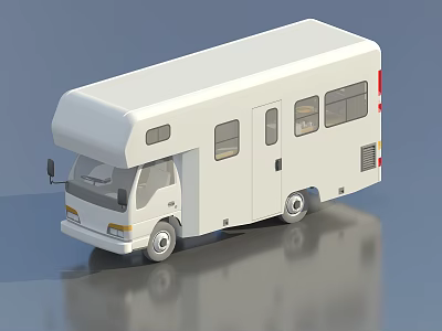 White Motorhome With Sleek Exterior Design And Multiple Windows 3d model