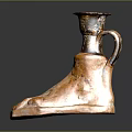 Unique Foot Shaped Terracotta Lamp Combination With Handle And Top Structure For Decorative Use