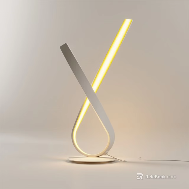 Modern Curved Table Lamp With Sleek White Structure And Glowing LED Light 3d model 